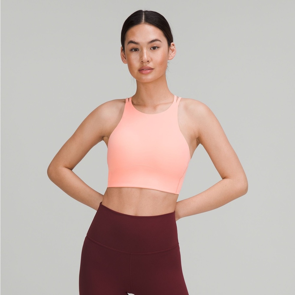 lululemon like a cloud high neck light support bra size 6 dew pink